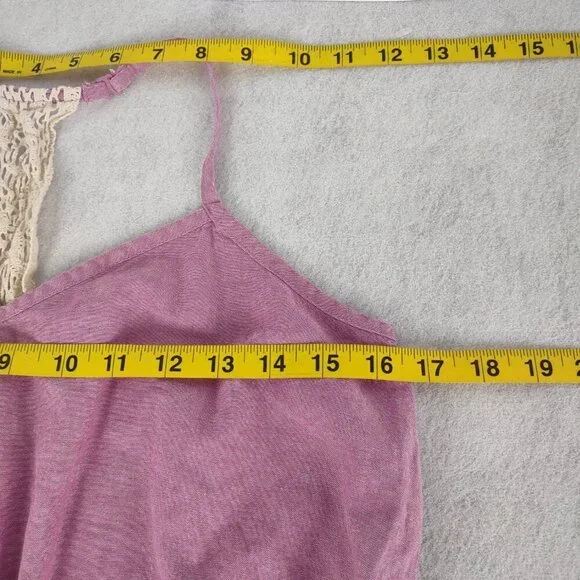 Mossimo Pink Crochet Back Romper 100% Cotton Knit Tie Waist Casual Size M - Picture 9 of 12